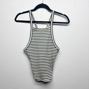 Anthropologie Striped Ribbed Coquette Strappy Women's Top Size Medium Stretch